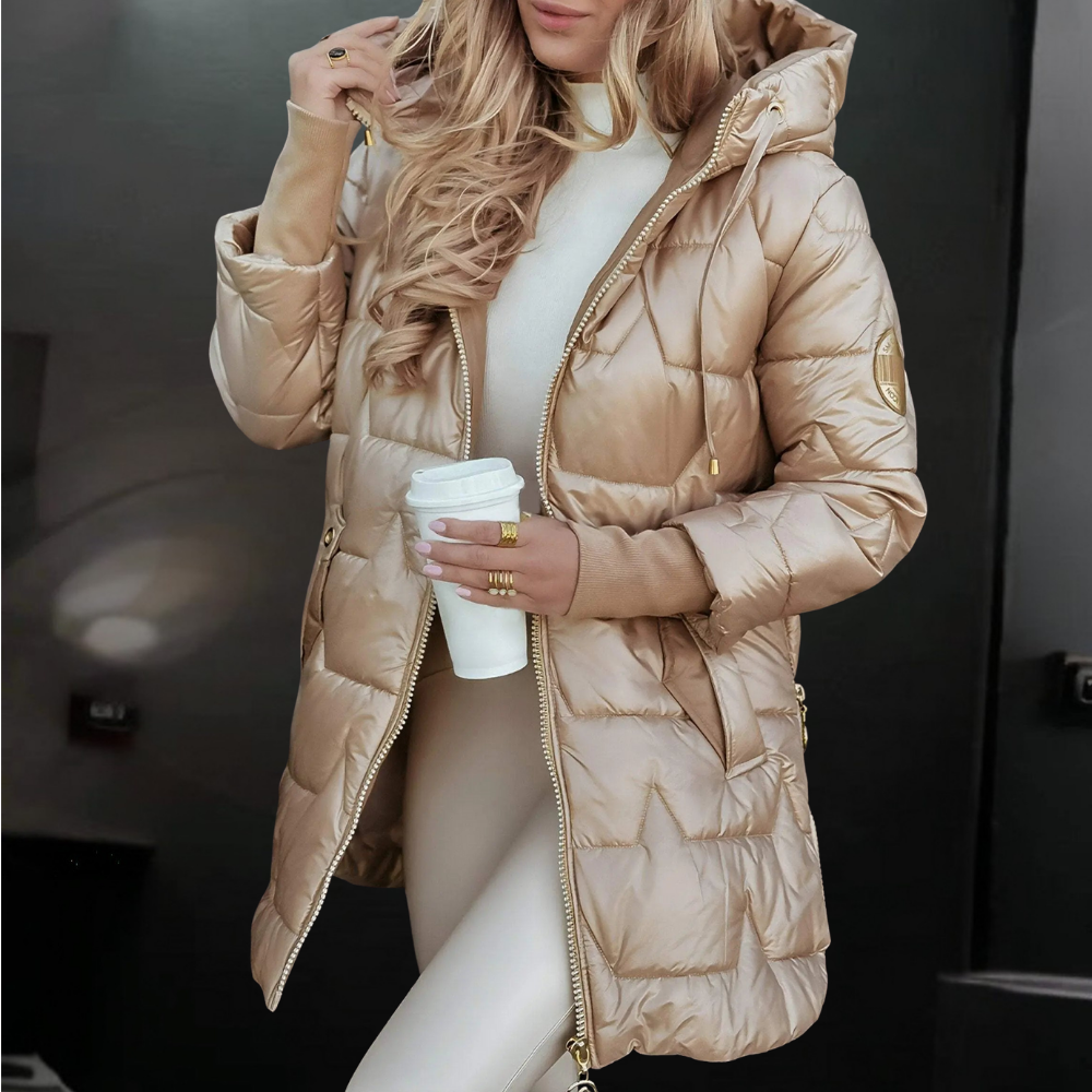 Women's Warm Quilted Puffer Jacket Hooded Insulated