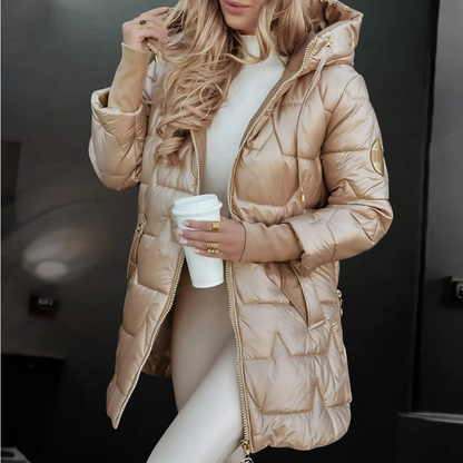 Women's Warm Quilted Puffer Jacket Hooded Insulated