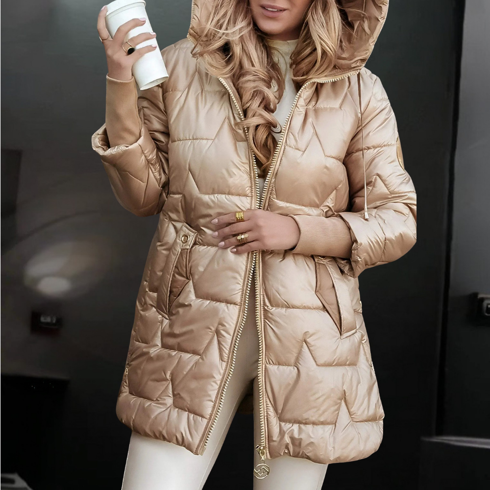 Women's Warm Quilted Puffer Jacket Hooded Insulated