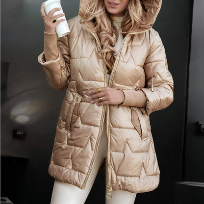 Women's Warm Quilted Puffer Jacket Hooded Insulated