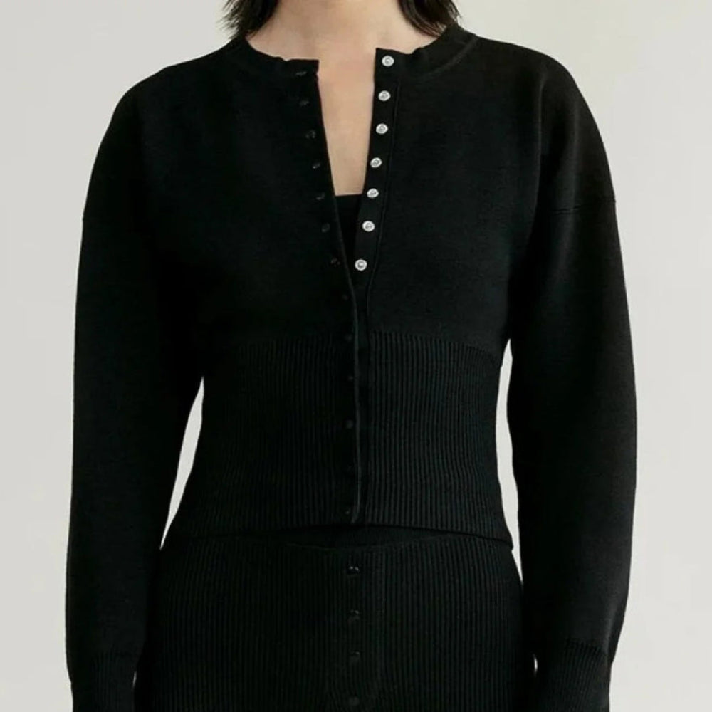 Women's Cardigan Ribbed Knit Fitted Long Sleeve Button Up Top 3