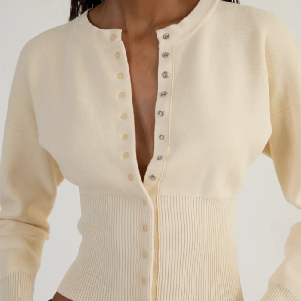 Women's Cardigan Ribbed Knit Fitted Long Sleeve Button Up Top 6