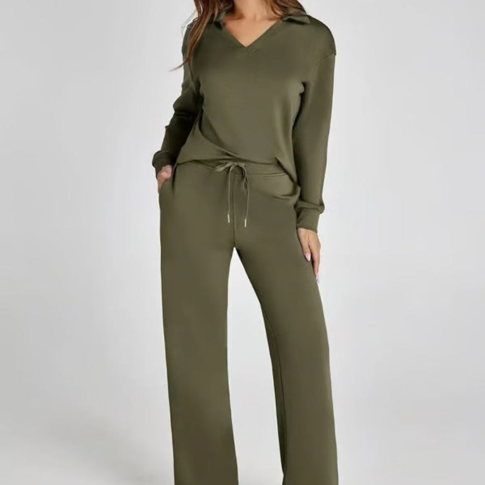 Women's Clothing Casual Long Sleeve Two-Piece Outfit Comfortable Stylish Set 4