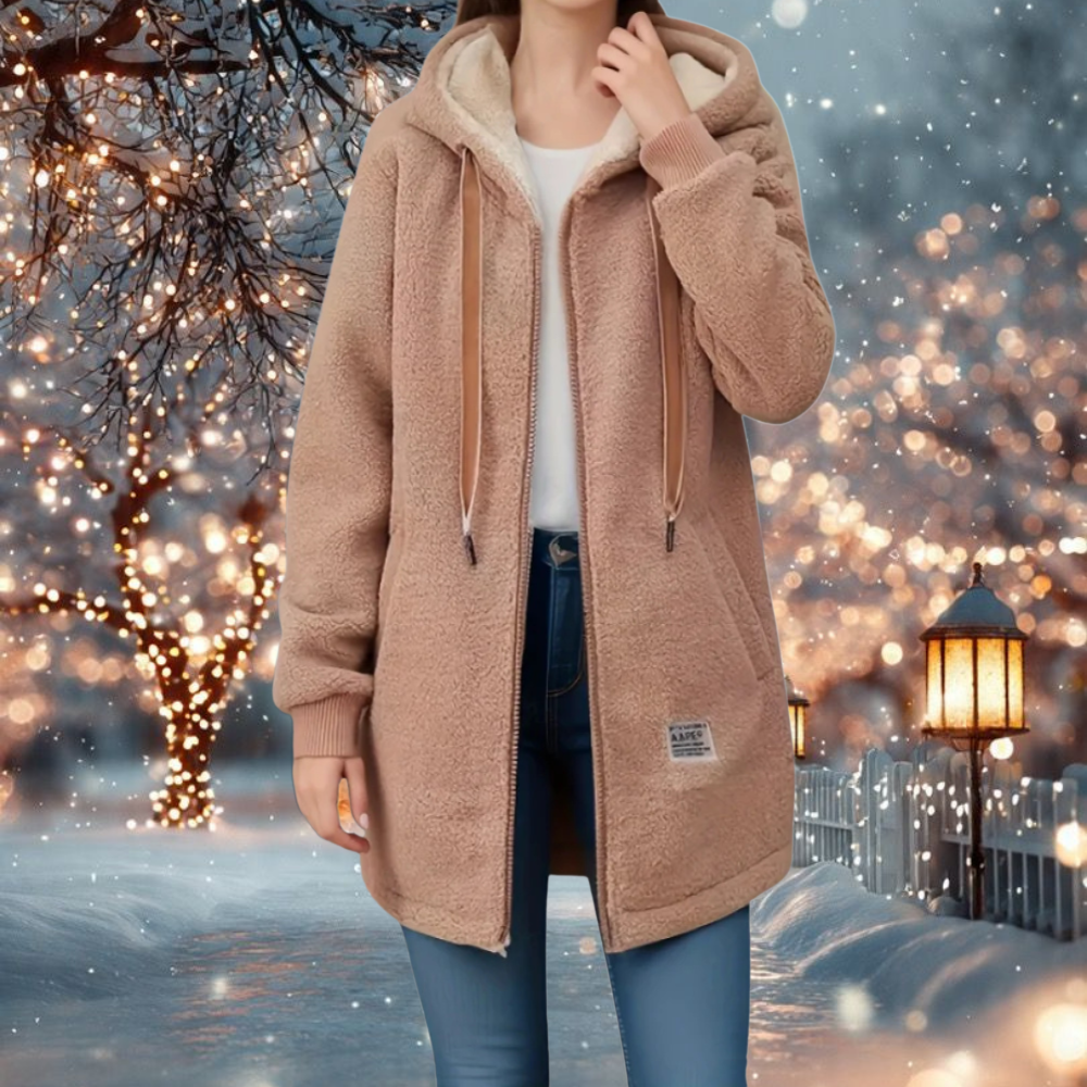 Women's Cozy Oversized Sherpa Jacket Hooded Zip Up