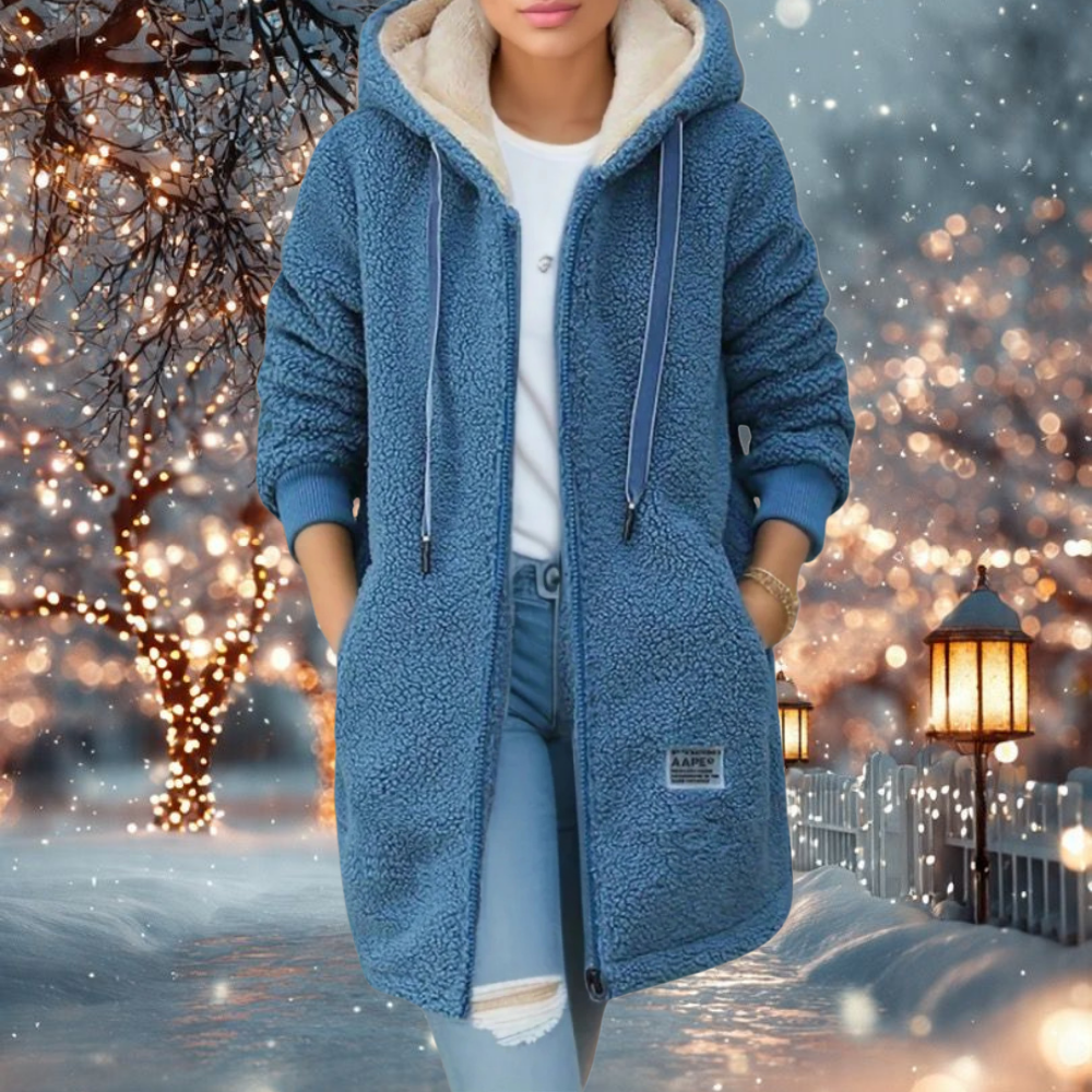 Women's Cozy Oversized Sherpa Jacket Hooded Zip Up