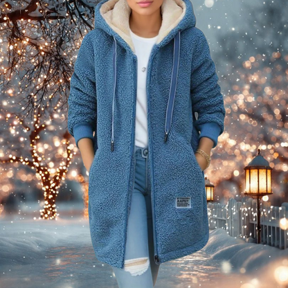 Women's Cozy Oversized Sherpa Jacket Hooded Zip Up