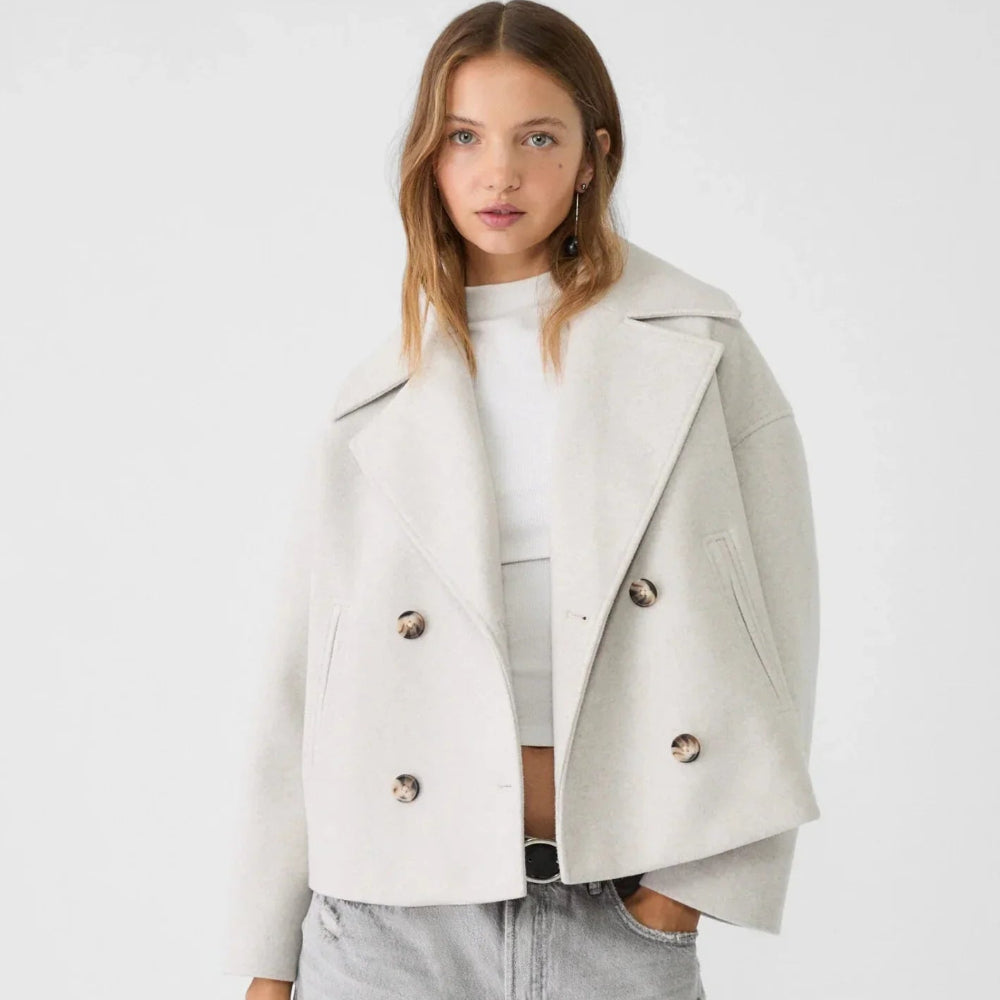 Women's Jacket Chic Short Double-Breasted Casual Outerwear 0