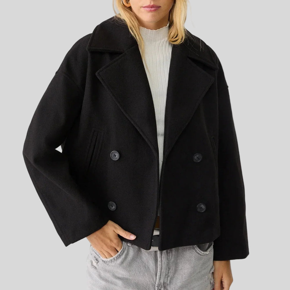 Women's Jacket Chic Short Double-Breasted Casual Outerwear 1