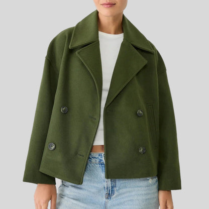 Women's Jacket Chic Short Double-Breasted Casual Outerwear 2