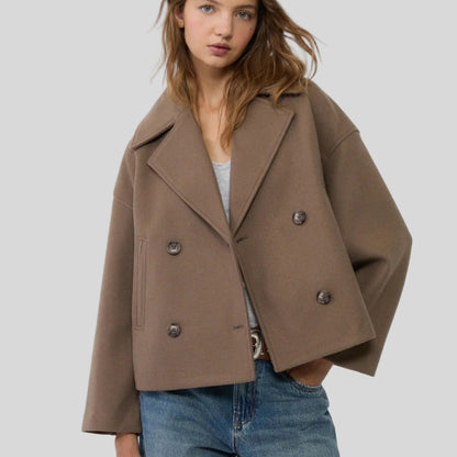 Women's Jacket Chic Short Double-Breasted Casual Outerwear 3