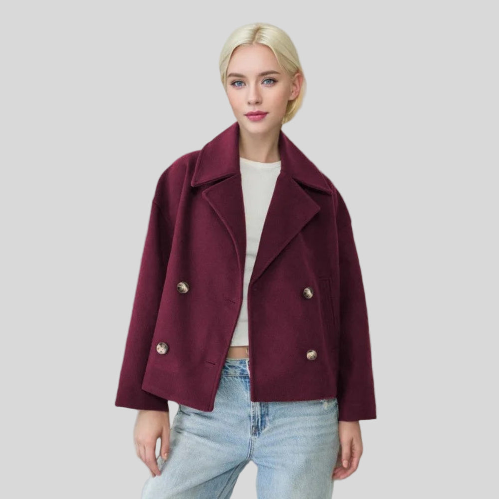 Women's Jacket Chic Short Double-Breasted Casual Outerwear 4