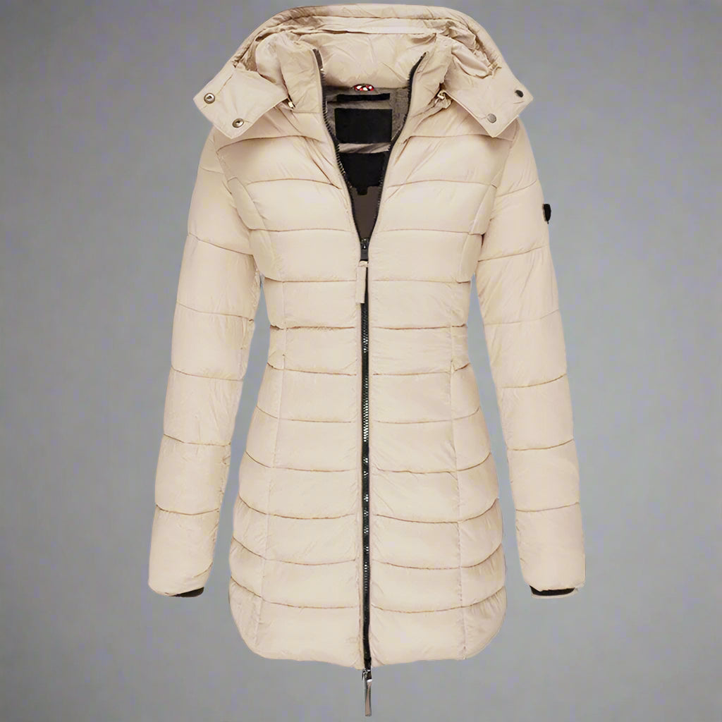 Women's Puffer Jacket Insulated Hooded Black Winter Coat 2