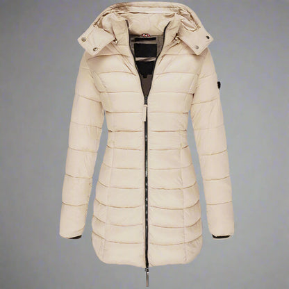 Women's Puffer Jacket Insulated Hooded Black Winter Coat 2