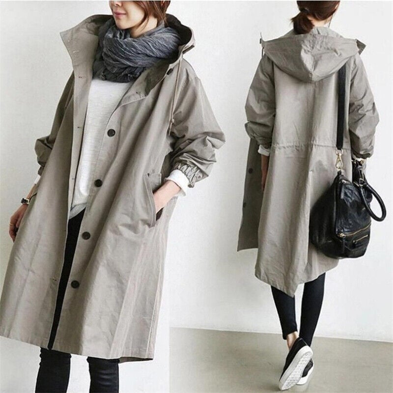 Women's Rain Jacket Hooded Trench Coat Stylish Autumn Fashion 8