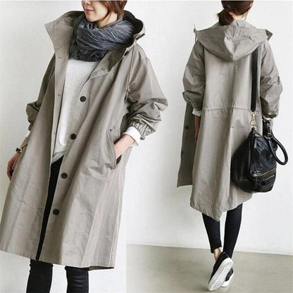 Women's Rain Jacket Hooded Trench Coat Stylish Autumn Fashion 8