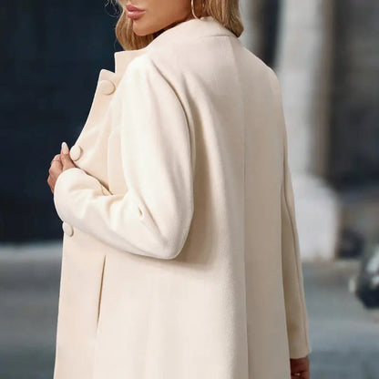 Women's Trench Coat Elegant Wool Blend Long Buttoned Design 2