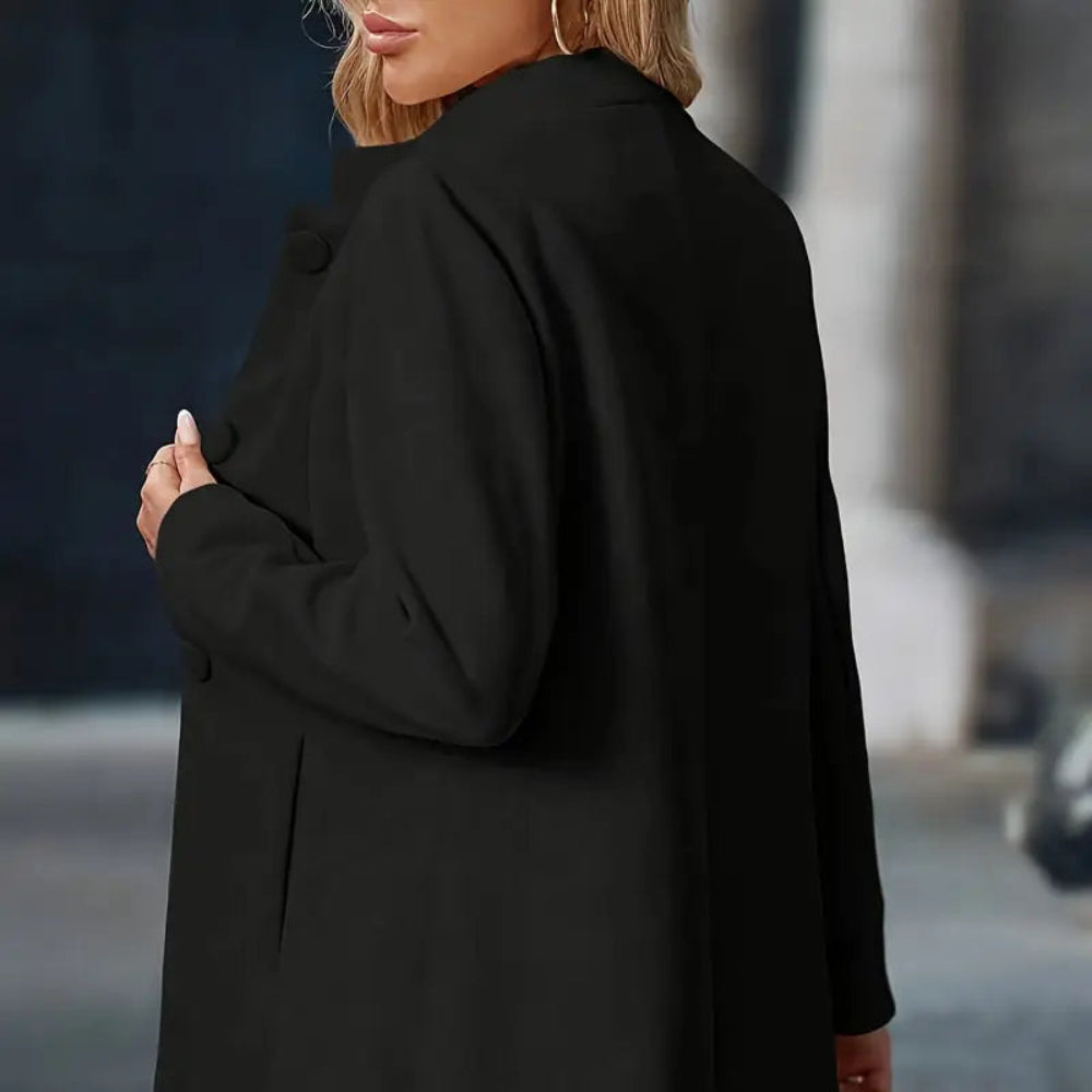 Women's Trench Coat Elegant Wool Blend Long Buttoned Design 4