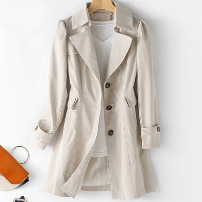 Women's Lightweight Classic Trench Coat Button Down Pockets