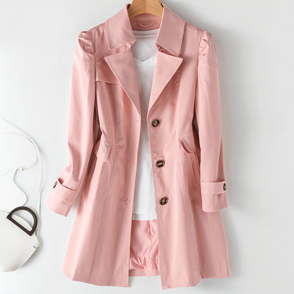 Women's Lightweight Classic Trench Coat Button Down Pockets