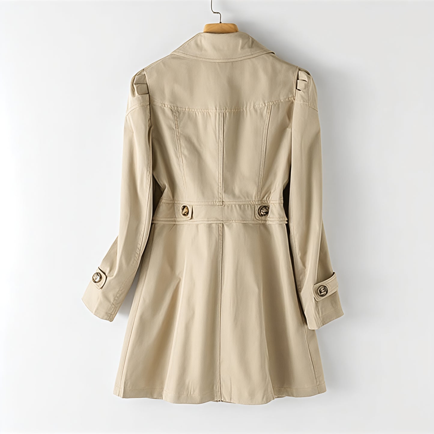 Women's Lightweight Classic Trench Coat Button Down Pockets