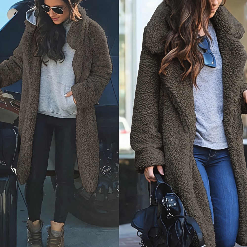 Women’s Warm Oversized Teddy Coat Soft Cosy Longline