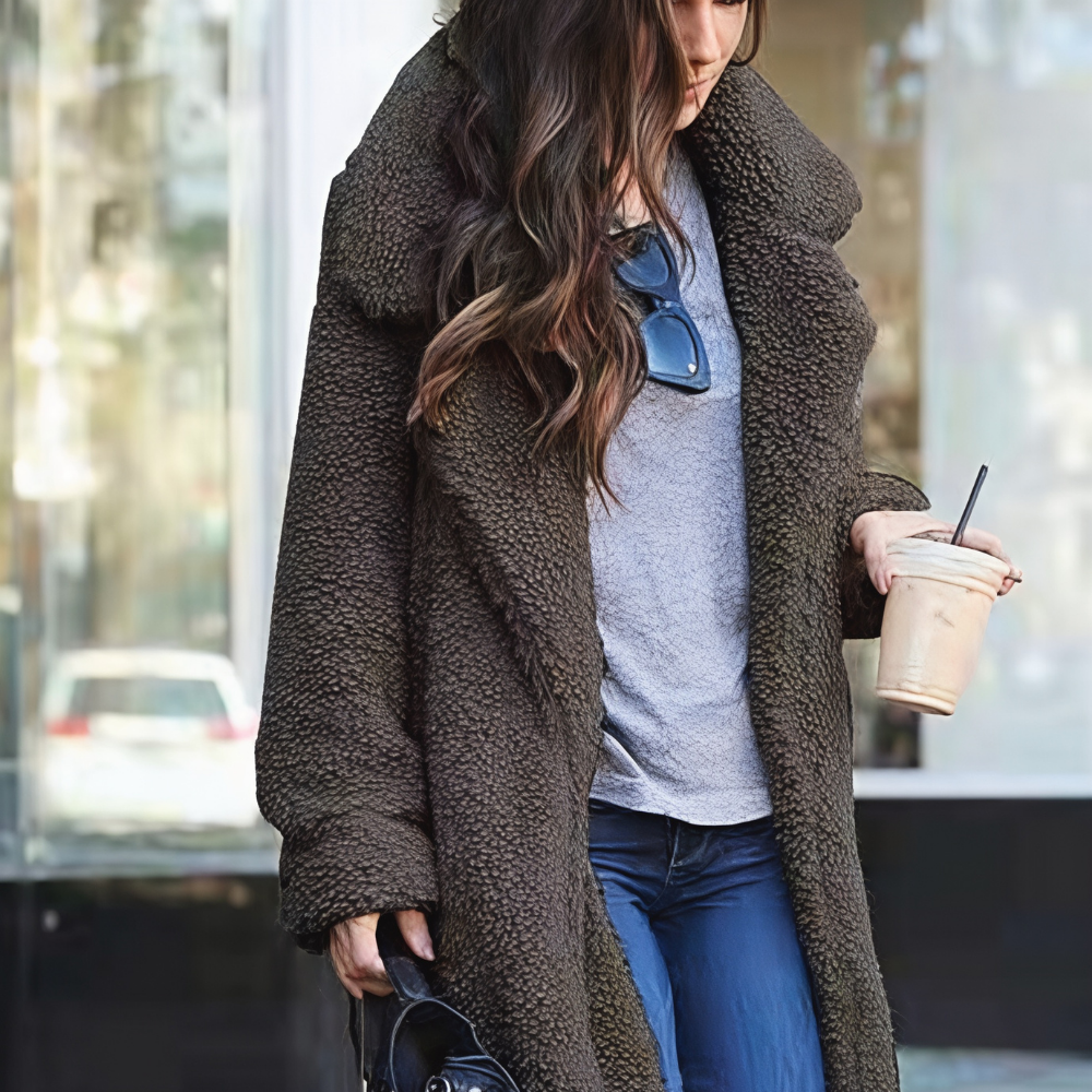 Women’s Warm Oversized Teddy Coat Soft Cosy Longline