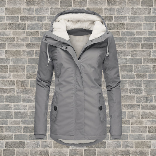 Women's Warm Sherpa Lined Winter Jacket Hooded Insulated