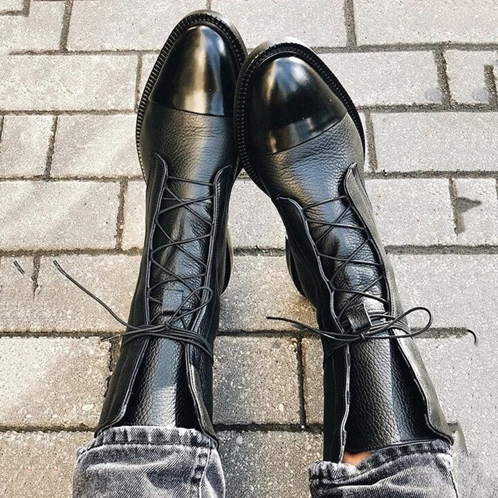 Women's Ankle Boots | Lace Up Flat-Levorel