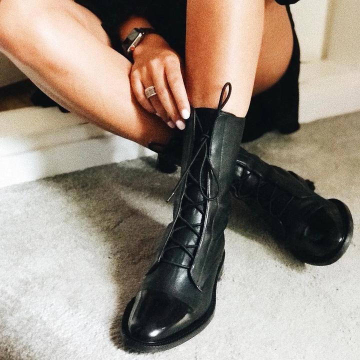 Women's Ankle Boots | Lace Up Flat-Levorel