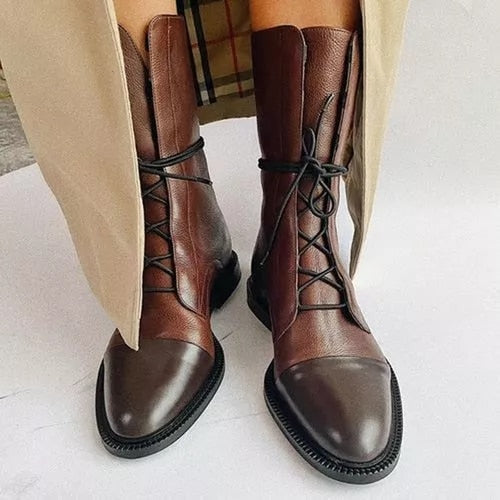 Women's Ankle Boots | Lace Up Flat-Levorel
