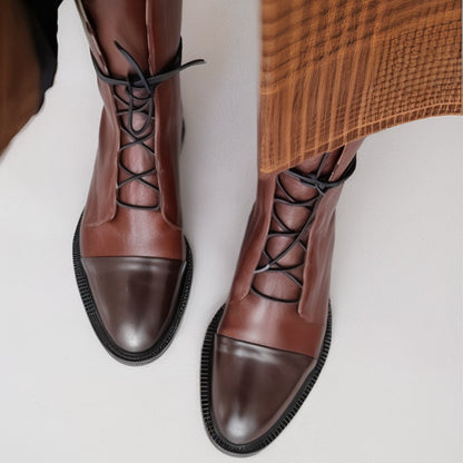 Women's Ankle Boots | Lace Up Flat-Levorel