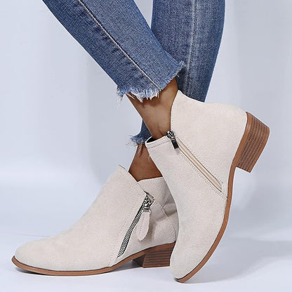 Women's Ankle Heeled Boots | Zipper Closed Toe-Levorel