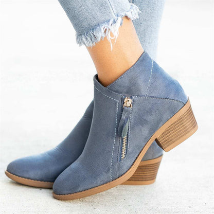 Women's Ankle Heeled Boots | Zipper Closed Toe-Levorel