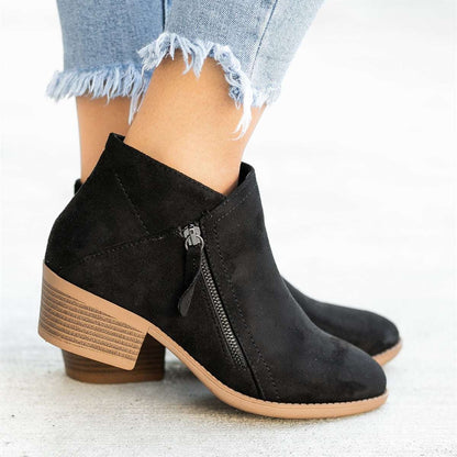 Women's Ankle Heeled Boots | Zipper Closed Toe-Levorel