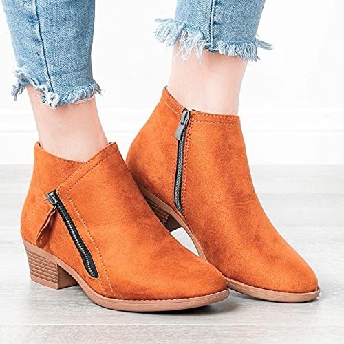 Women's Ankle Heeled Boots | Zipper Closed Toe-Levorel