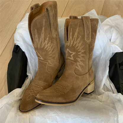 Women's Cowgirl Knee High Boots | Heeled Western Fashion-Levorel