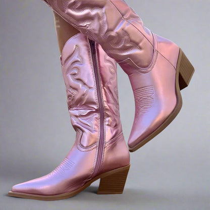 Women's Cowgirl Knee High Boots | Heeled Western Fashion-Levorel
