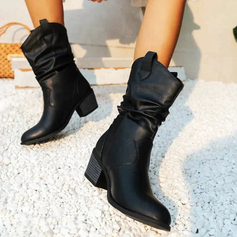 Women's Heeled Boots Winter | Slip On Knee High-Levorel