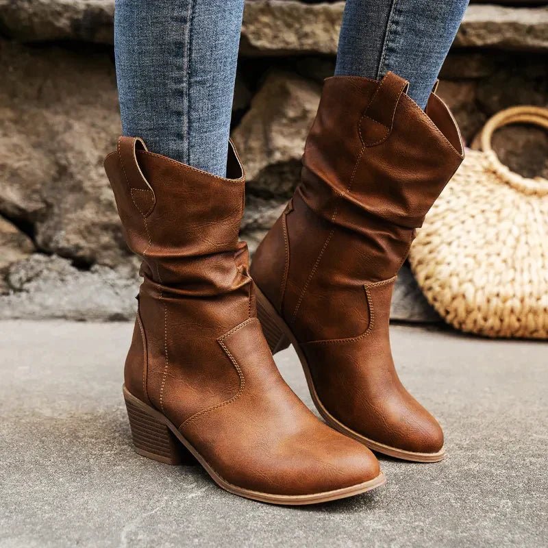 Women's Heeled Boots Winter | Slip On Knee High-Levorel