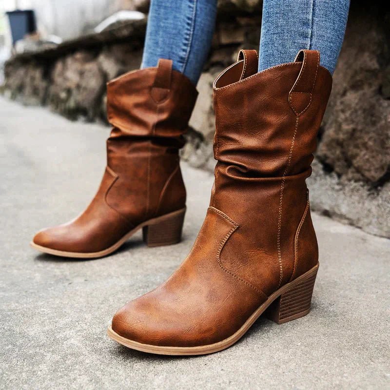 Women's Heeled Boots Winter | Slip On Knee High-Levorel