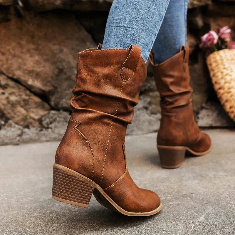 Women's Heeled Boots Winter | Slip On Knee High-Levorel