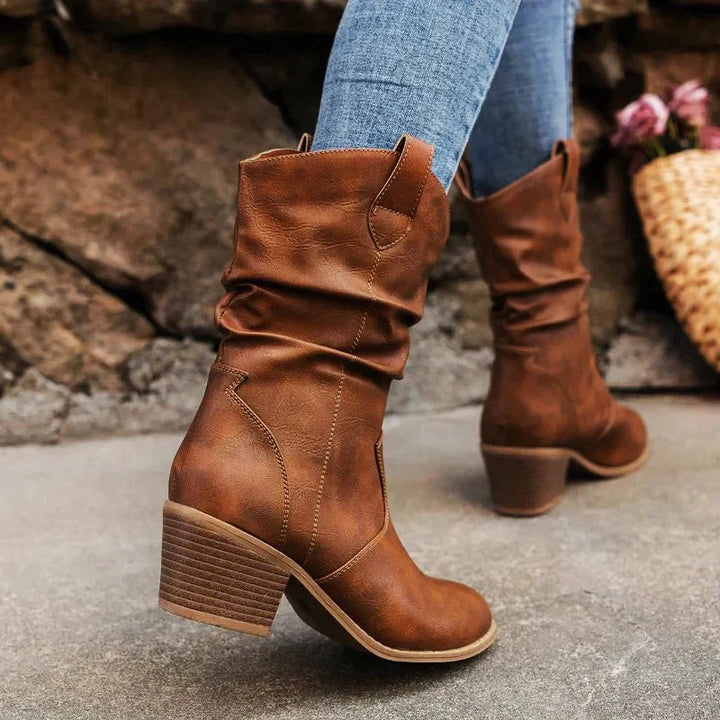 Women's Heeled Boots Winter | Slip On Knee High-Levorel