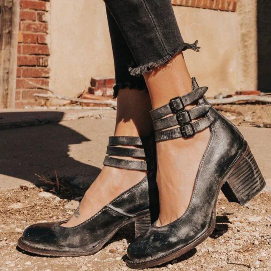 Women's Heeled Shoes | Ankle Strap Block-Levorel
