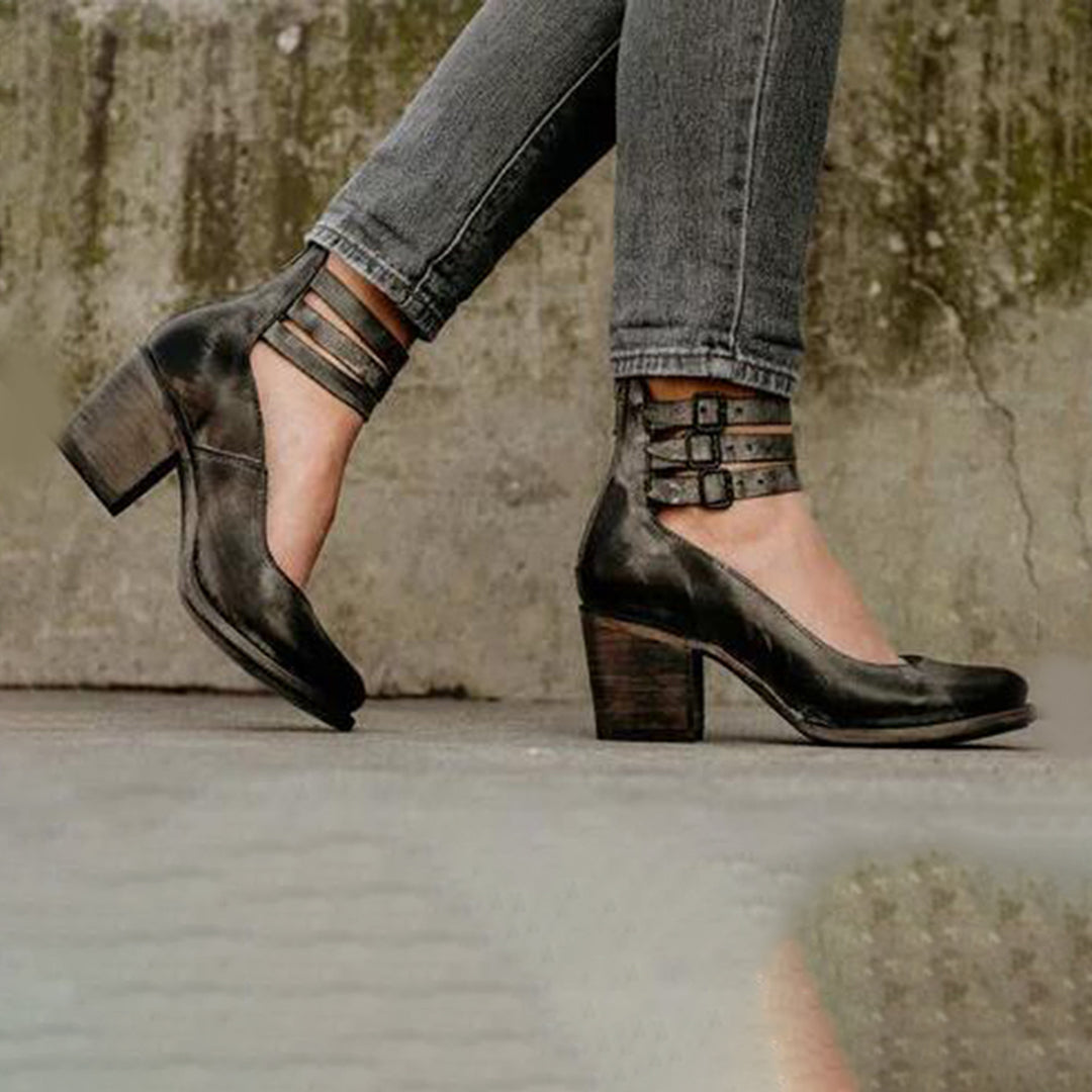 Women's Heeled Shoes | Ankle Strap Block-Levorel