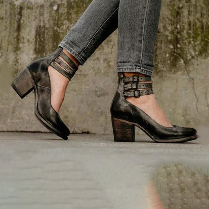 Women's Heeled Shoes | Ankle Strap Block-Levorel