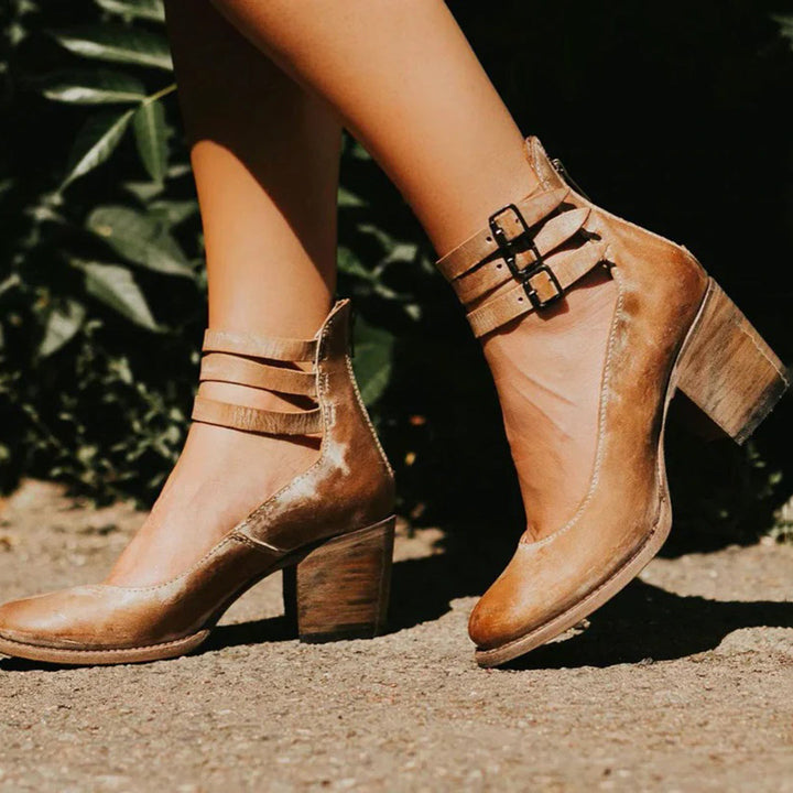 Women's Heeled Shoes | Ankle Strap Block-Levorel