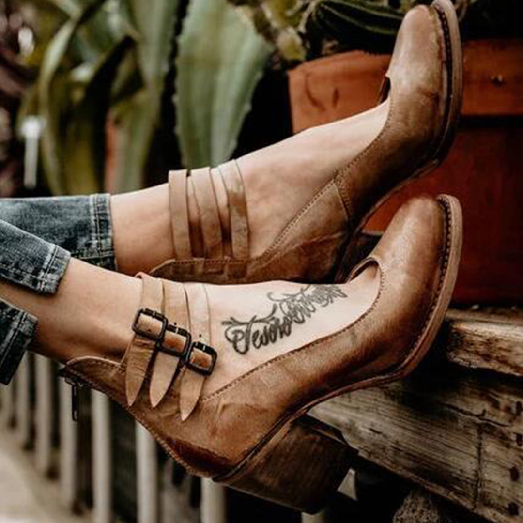 Women's Heeled Shoes | Ankle Strap Block-Levorel