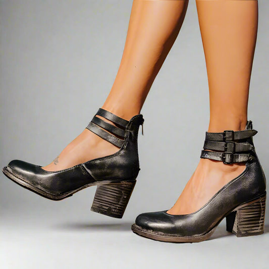 Women's Heeled Shoes | Ankle Strap Block-Levorel
