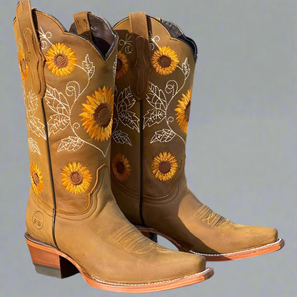 Women's Knee High Cowgirl Boots | Heeled Western Embroidered-Levorel