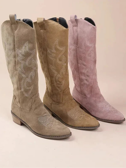 Women's Knee High Cowgirl Boots | Slip On Western-Levorel